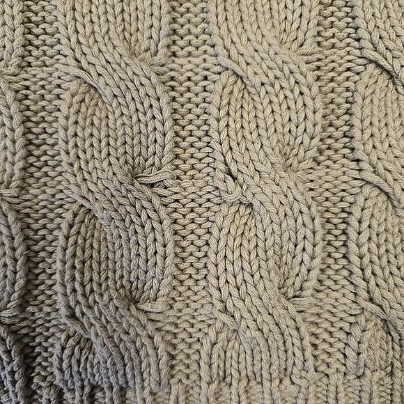 LL Bean Womens Cable Knit Sweater Size XL Sage Green Turtleneck - Picture 7 of 7